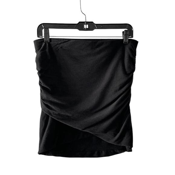 James Perse Ruched Asymmetrical Tulip Bandage Stretch Mini Skirt Black Size L - Picture 3 of 9